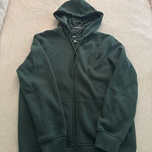 True Religion Dark Green Zip-Up Sweater